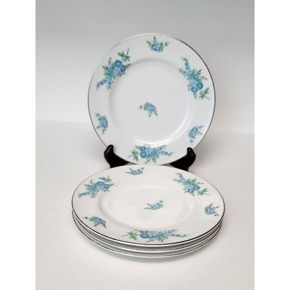 8Pcs set of Royalton Translucent Porcelain Blue Floral Design Cluster Pansies - Picture 8 of 9